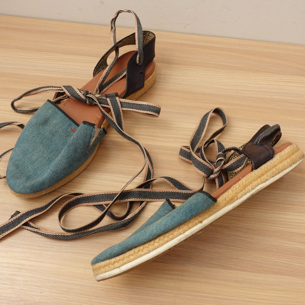 Blue Espadrilles Women Sandal 10 Slip On Boho Denim Strappy 40 Ellen Degeneres